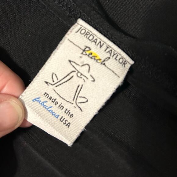 Jordan Taylor Beach VTG Women’s Black LG Stretchy Tunic Top Bell Sleeve USA Made - Picture 7 of 10